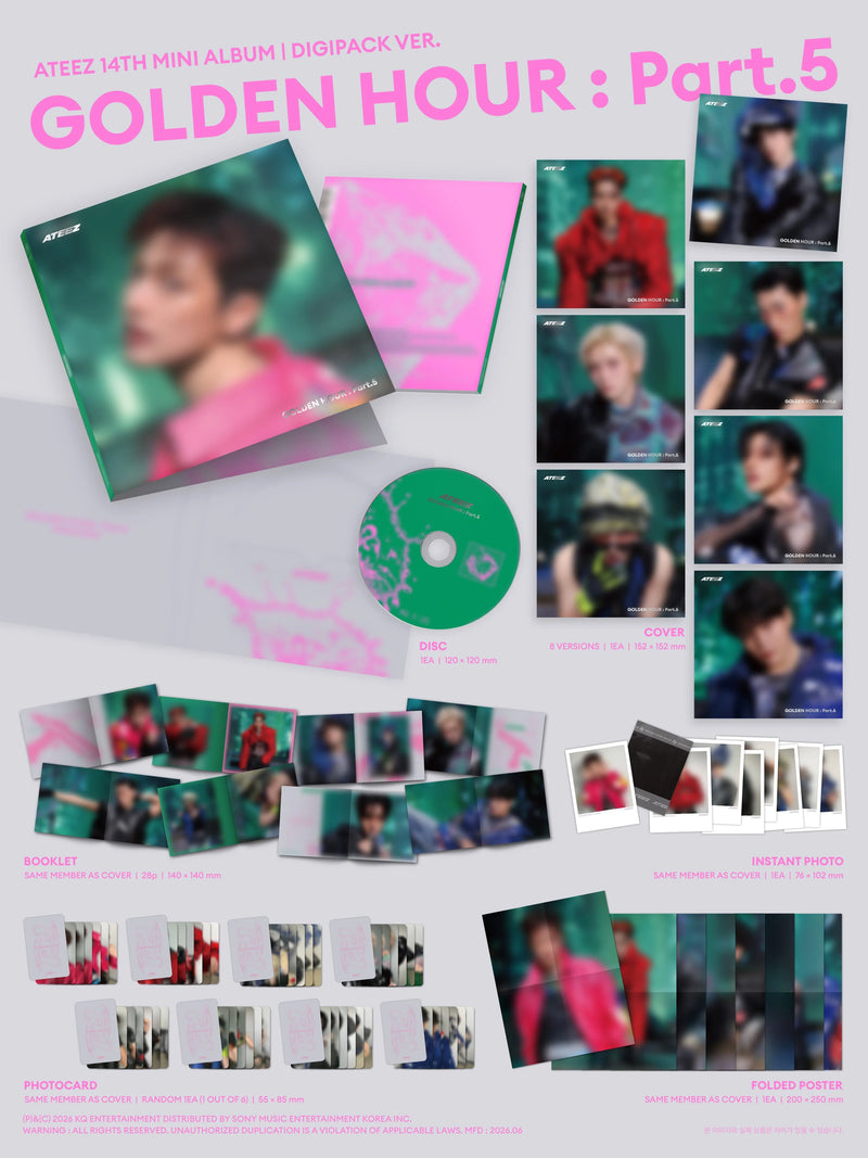 (RELEASE DATE 6/26) ATEEZ - 14TH MINI ALBUM - GOLDEN HOUR : PART. 5 (DIGIPACK VER)