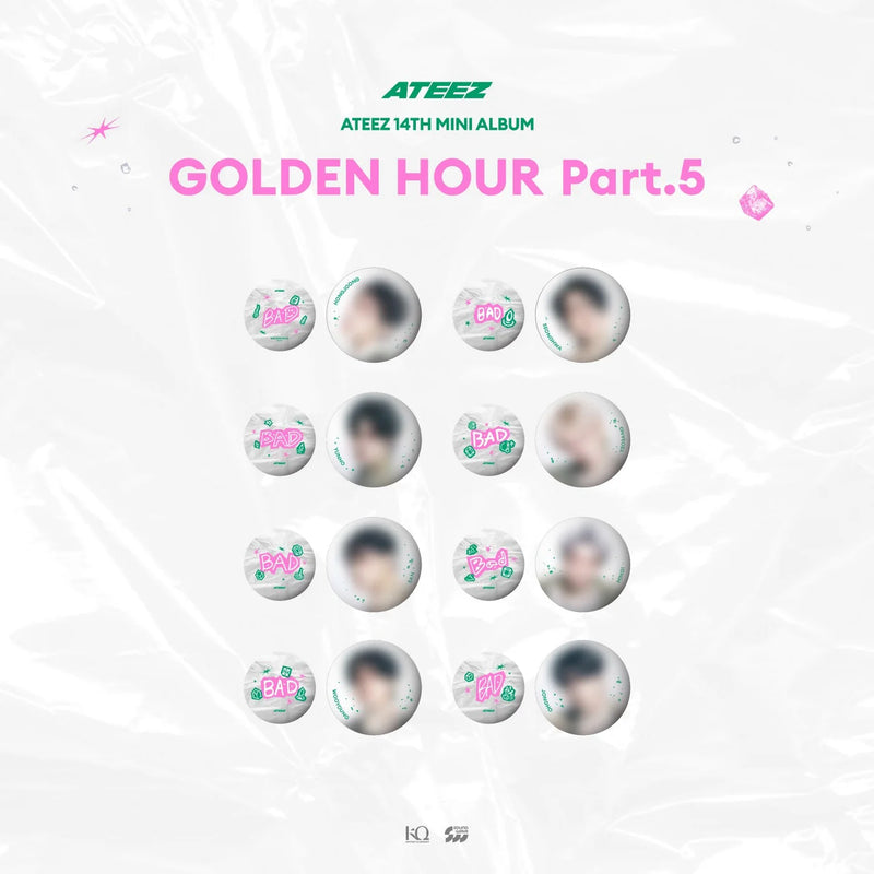 (PREORDER) ATEEZ - GOLDEN HOUR : PART.5 POP UP OFFICIAL MD CAN BADGE SET