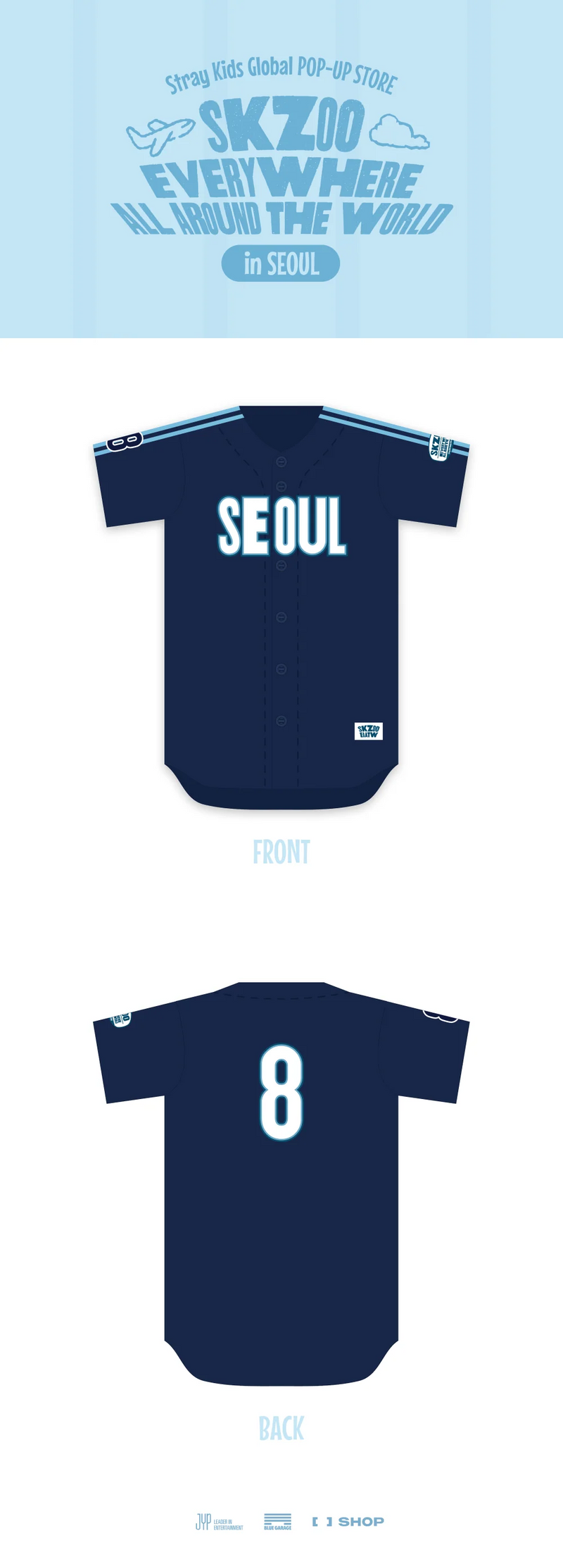 (RELEASE DATE: SEPT-OCT) STRAY KIDS - SKZOO EVERYWHERE ALL AROUND IN SEOUL OFFICIAL MD BASEBALL JERSEY SEOUL VER