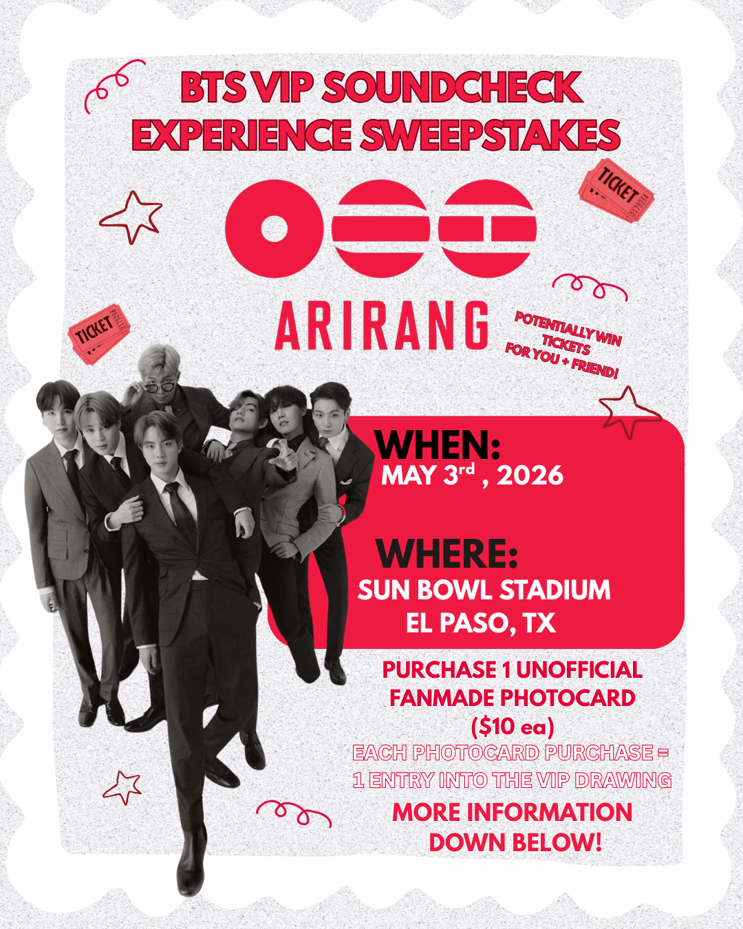 Unofficial BTS Fanmade Photocard | VIP Soundcheck Experience