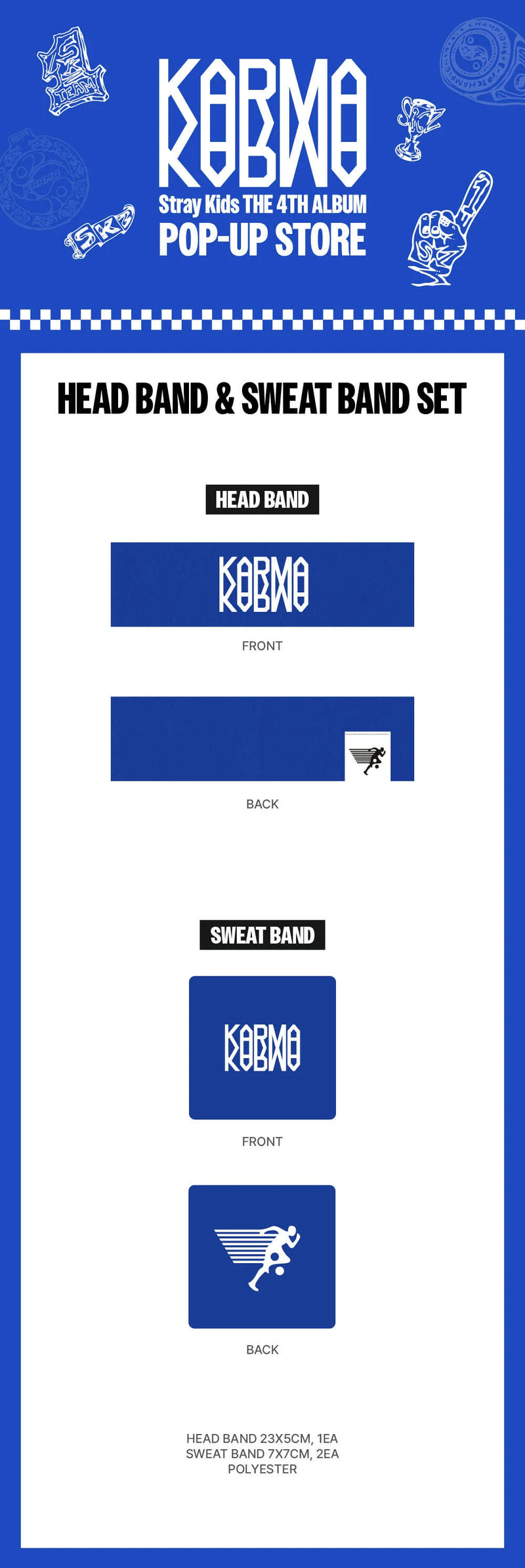 (PREORDER) STRAY KIDS - KARMA POP UP STORE - OFFICIAL MD - HEAD BAND & SWEAT BAND SET