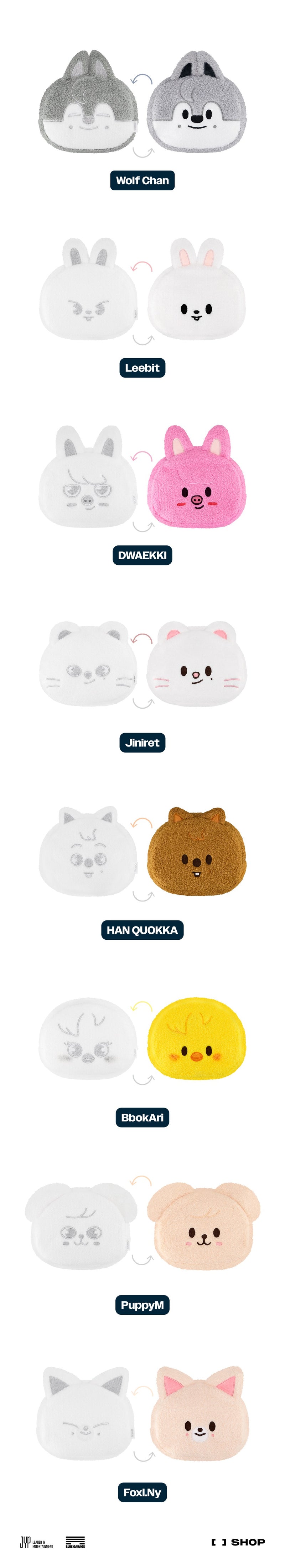 (PREORDER) STRAY KIDS - dominATE : celebrATE WORLD TOUR OFFICIAL MERCH - SKZOO REVERSIBLE FACE POUCH