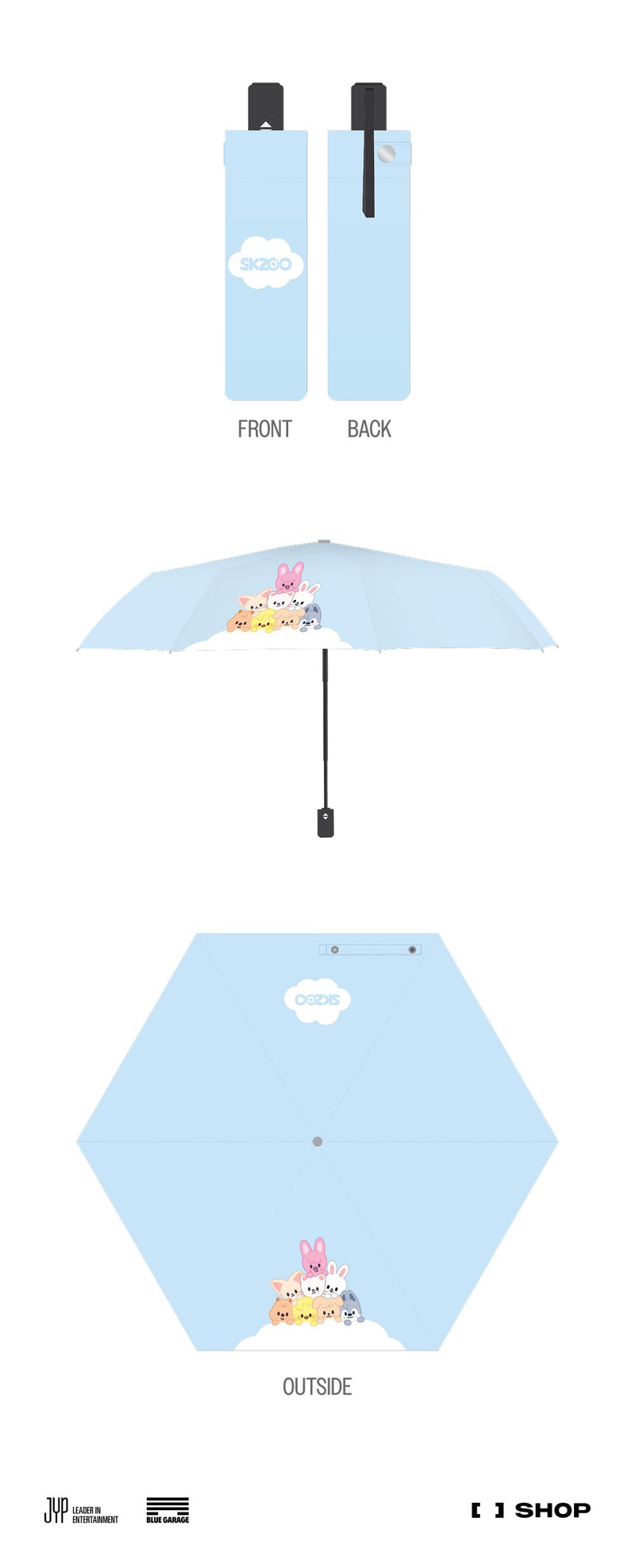 (PREORDER) STRAY KIDS - dominATE : celebrATE WORLD TOUR OFFICIAL MERCH - SKZOO FOLDING SUN UMBRELLA