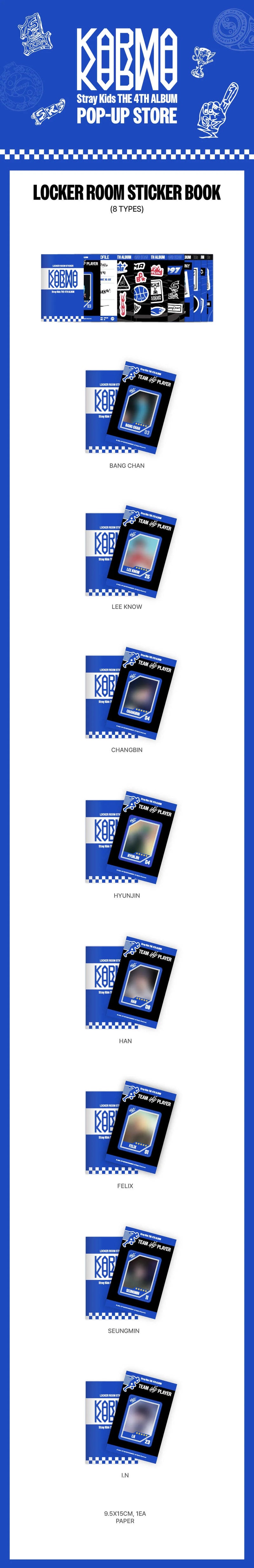 (PREORDER) STRAY KIDS - KARMA POPUP STORE - OFFICIAL MD - LOCKER ROOM STICKER BOOK