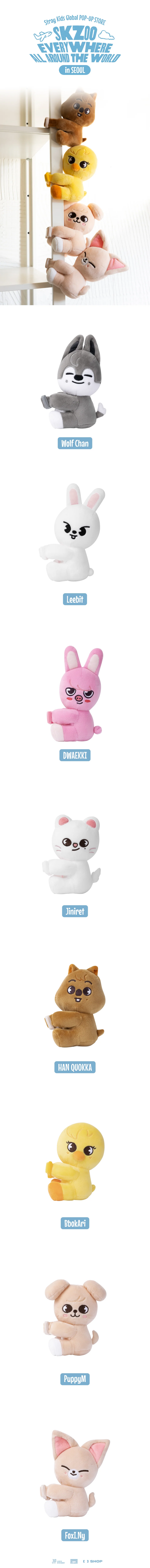 (RELEASE DATE: SEPT-OCT) STRAY KIDS - SKZOO EVERYWHERE ALL AROUND IN SEOUL OFFICIAL MD STRAP PLUSH