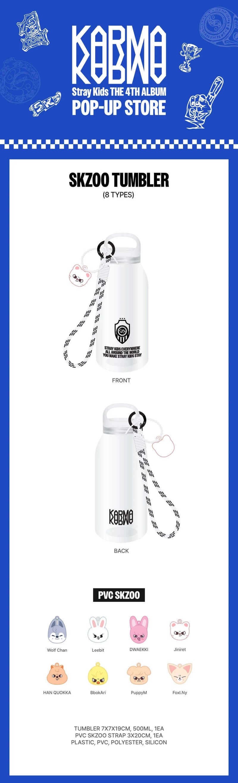 (PREORDER) STRAY KIDS - KARMA POPUP STORE - OFFICIAL MD - SKZOO TUMBLER