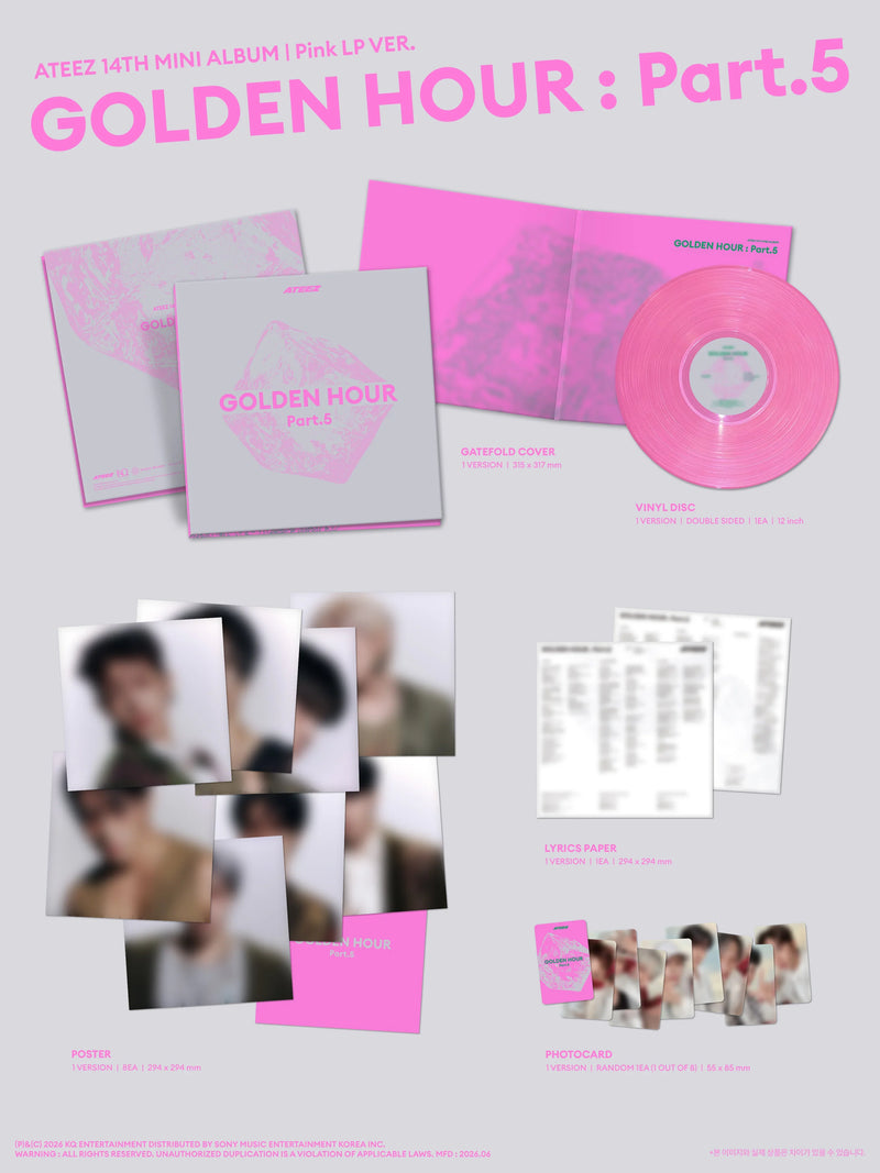 (PREORDER EARLY-LATE JULY) ATEEZ - 14TH MINI ALBUM - GOLDEN HOUR : PART. 5 (PINK LP VER.)
