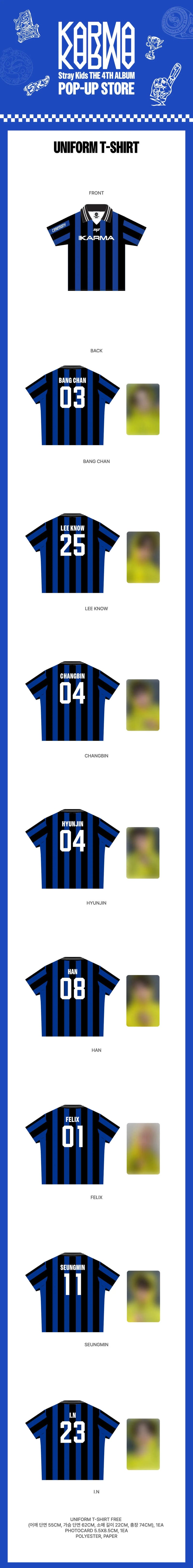 (PREORDER) STRAY KIDS - KARMA POPUP STORE - OFFICIAL MD - UNIFORM T-SHIRT