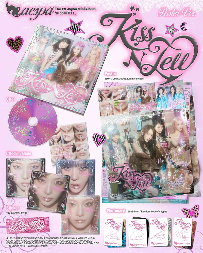 AESPA - JAPAN 1ST MINI ALBUM - KISS N TELL (POSTER VER.)