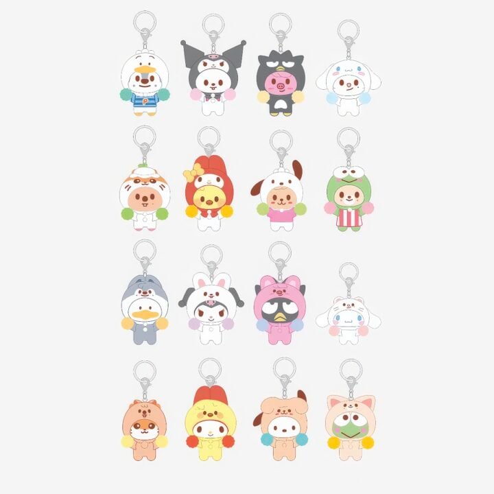 (PREORDER NOV-DEC) STRAY KIDS - SKZOO X SANRIO CHARACTERS - OFFICIAL MD  - SECRET FLOCKED FIGURE KEYRING CHEER UP VER.