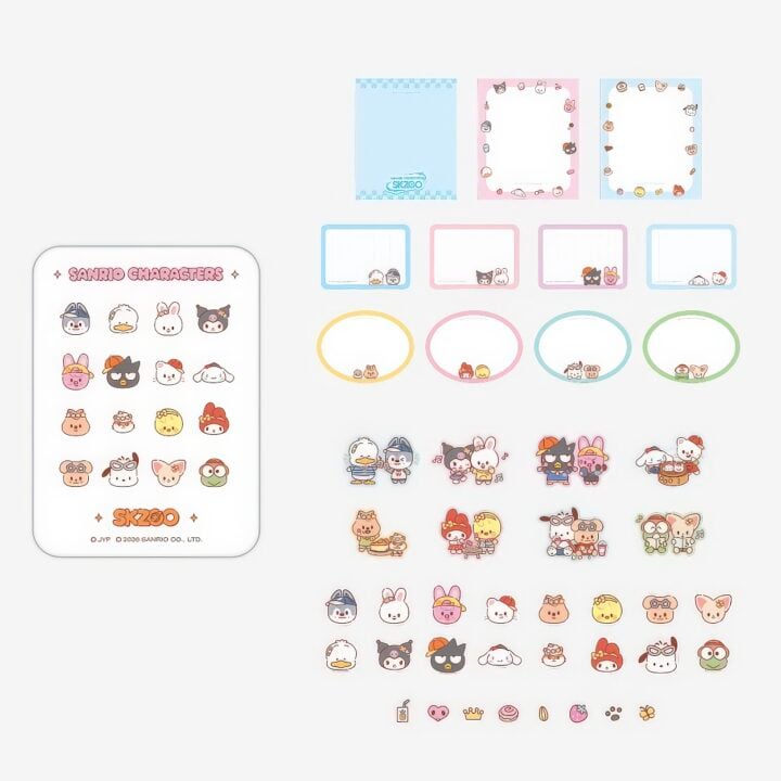 (PREORDER NOV-DEC) STRAY KIDS - SKZOO X SANRIO CHARACTERS - OFFICIAL MD  - TIN CASE STICKY NOTE SET