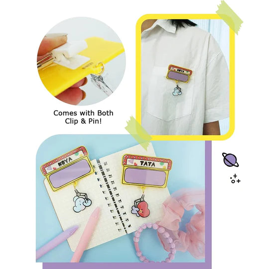 BT21 - MININI - ACRYLIC NAME PIN BADGE WITH STICKER