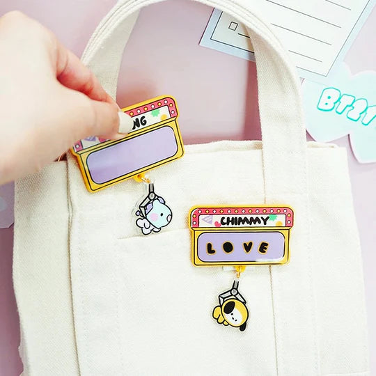 BT21 - MININI - ACRYLIC NAME PIN BADGE WITH STICKER