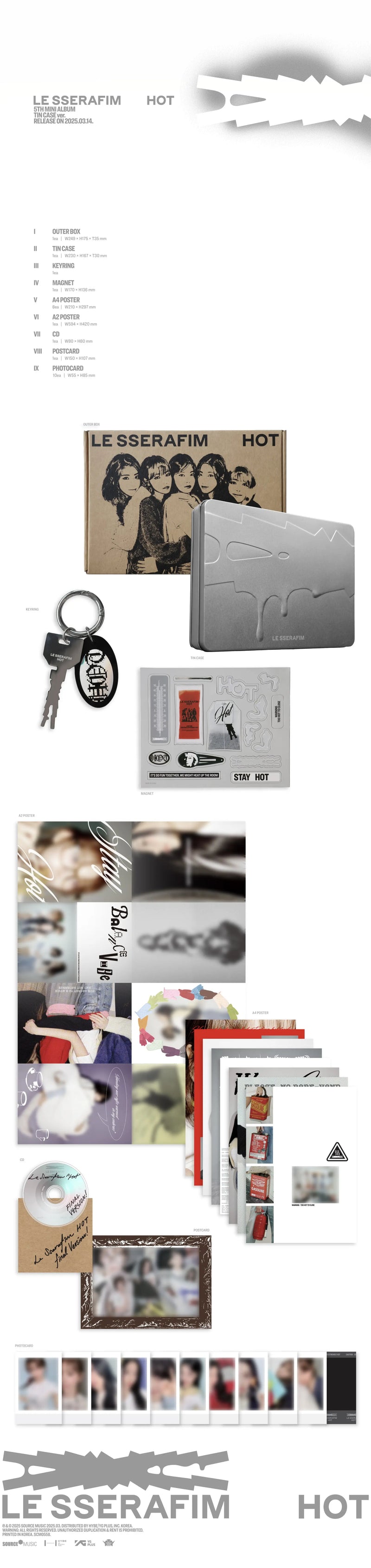 LE SSERAFIM - 5TH MINI ALBUM - HOT (TIN CASE VER)