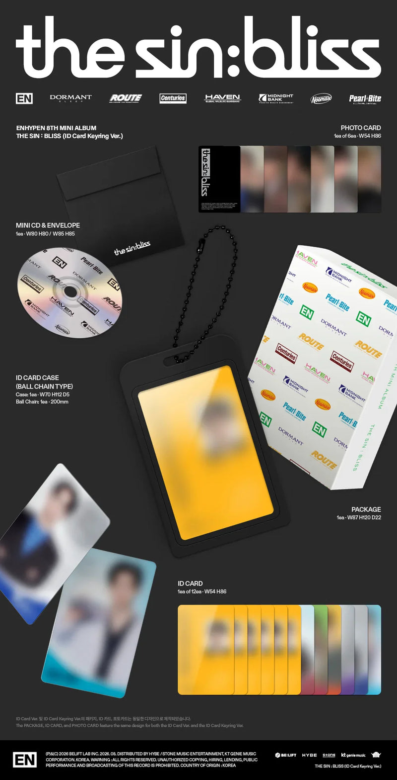 (PREORDER) ENHYPEN 8TH MINI ALBUM - THE SIN: BLISS (ID CARD KEYRING VER.)