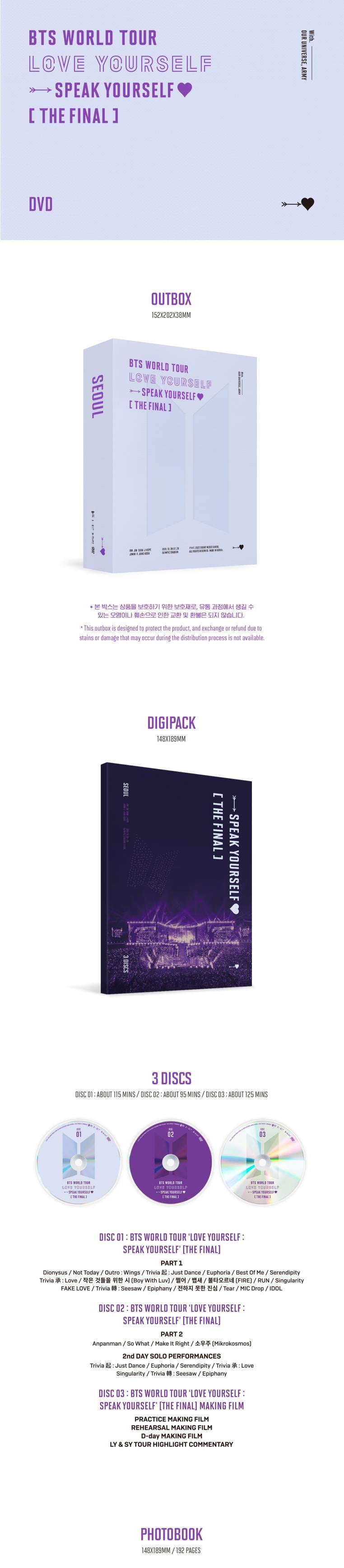 BTS World Tour 'Love Yourself : Speak Yourself' [The Final] DVD