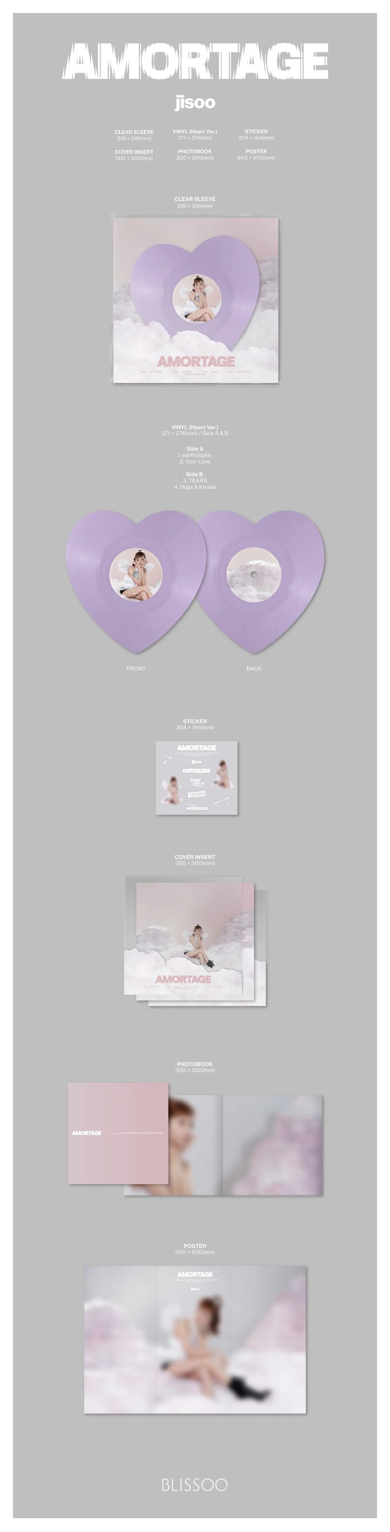 BLACKPINK - JISOO - MINI ALBUM - AMORTAGE (LP) (HEART VER.)