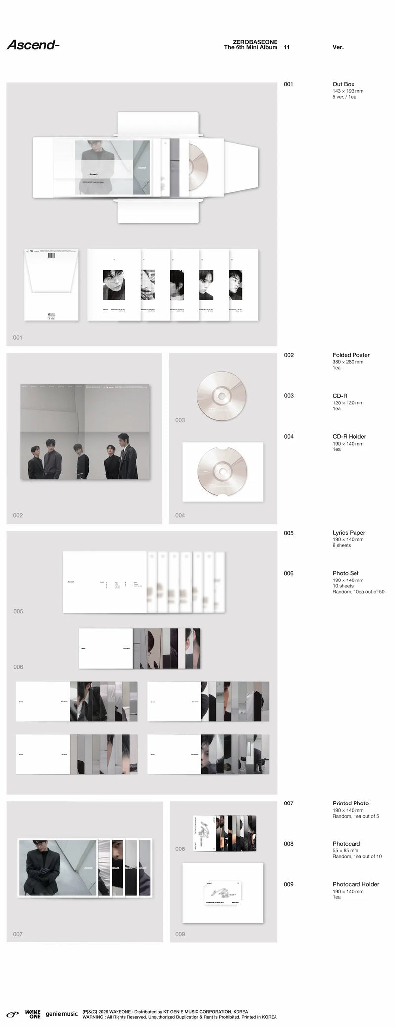 ZEROBASEONE - 6TH MINI ALBUM - ASCEND (11 VER.)