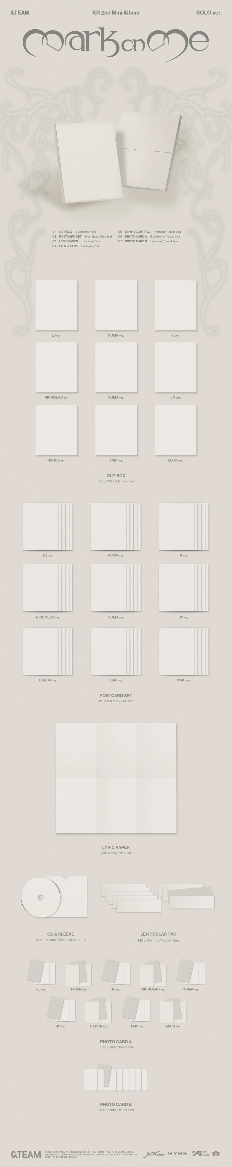 (PREORDER) &TEAM - 2ND KOREAN MINI ALBUM - MARK ON ME (SOLO VER.)