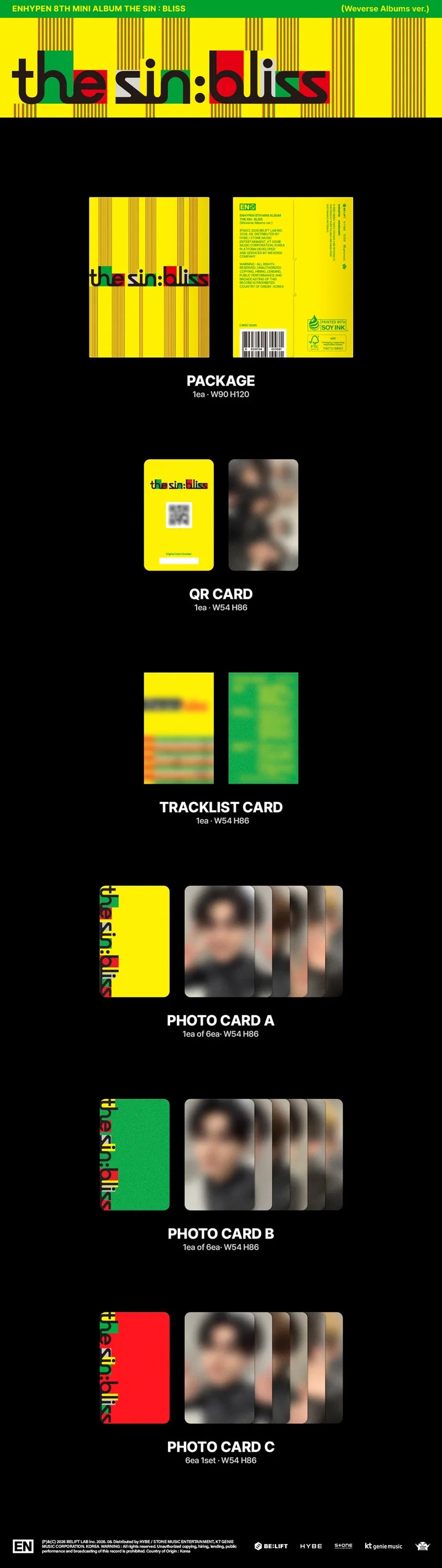 (PREORDER) ENHYPEN 8TH MINI ALBUM - THE SIN: BLISS (WEVERSE ALBUM VER.)