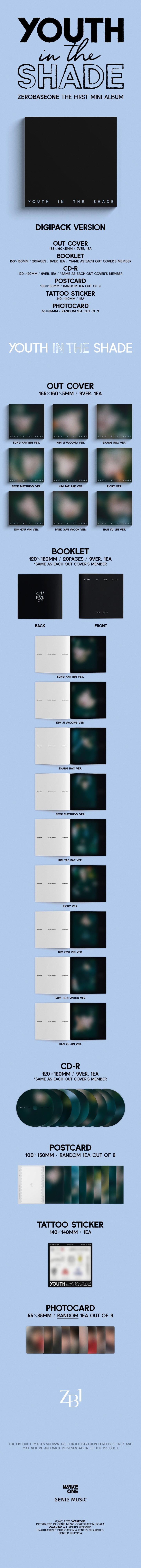 ZEROBASEONE - 1ST MINI ALBUM - YOUTH IN THE SHADE (DIGIPACK VER.)
