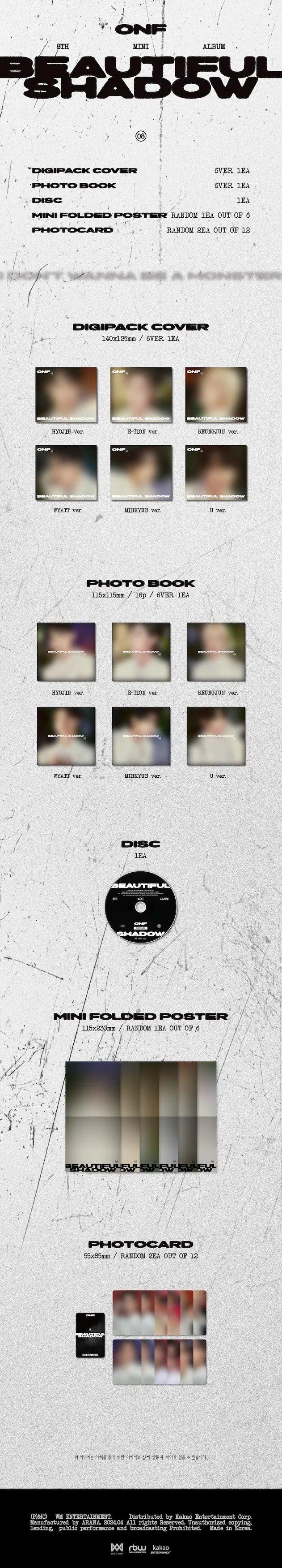 (DEAL) ONF - 8TH MINI ALBUM - BEAUTIFUL SHADOW (DIGIPACK VER.)