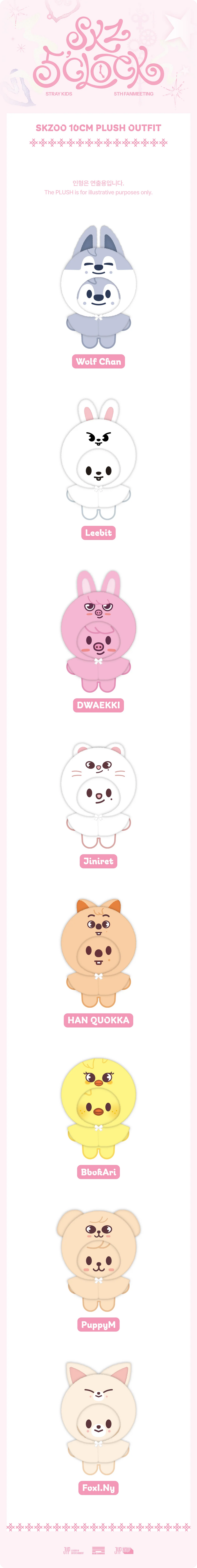 STRAY KIDS - SKZ 5'CLOCK 5TH FAN MEETING OFFICAL MD SKZOO 10CM PLUSH OUTFIT