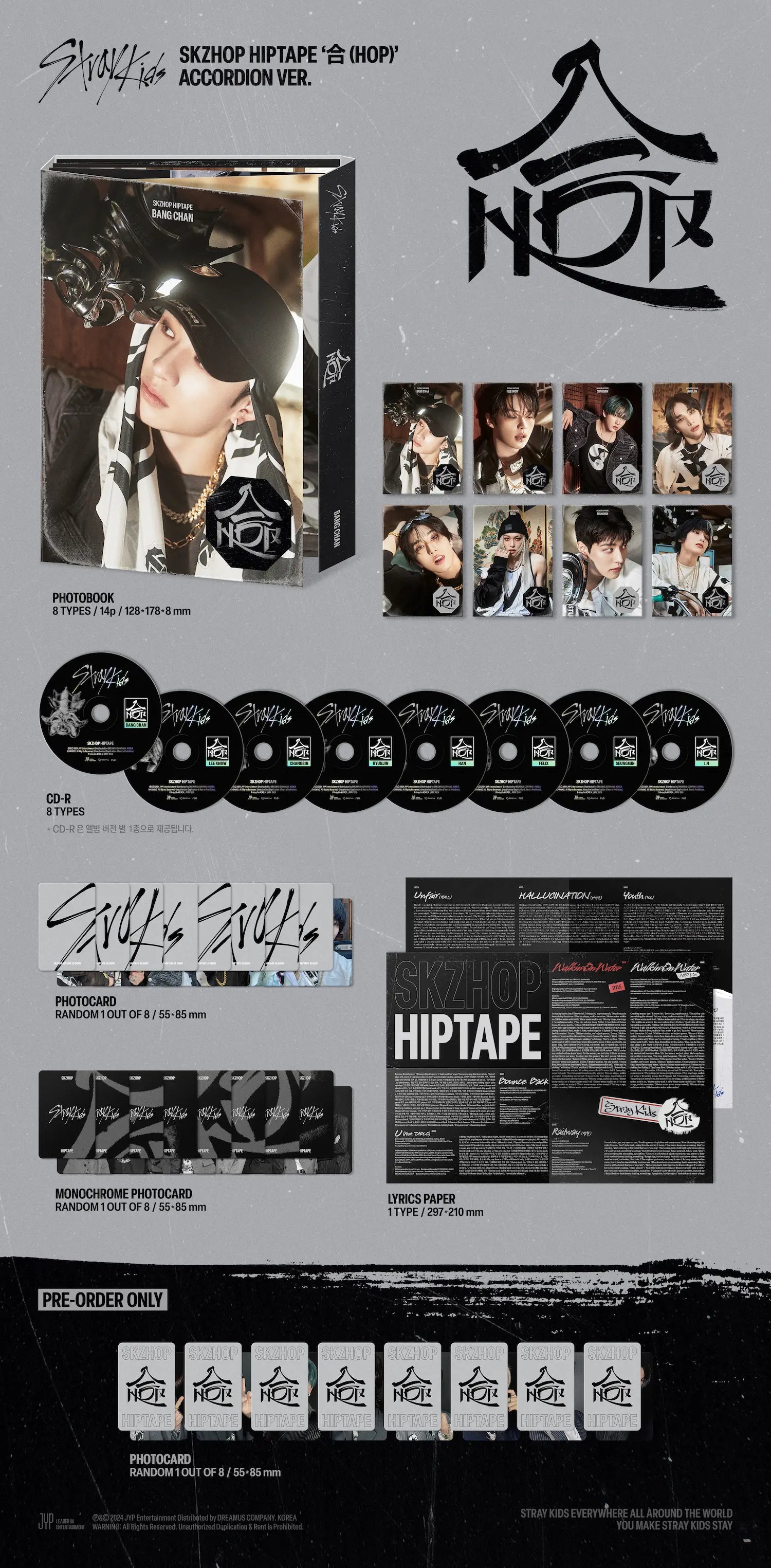 straykids hop HMV 特典トレカ　ホログラム 8種×3　24枚 合 HOP HMV ハン／straykids A公式認定ストア オンライン HOP ハン