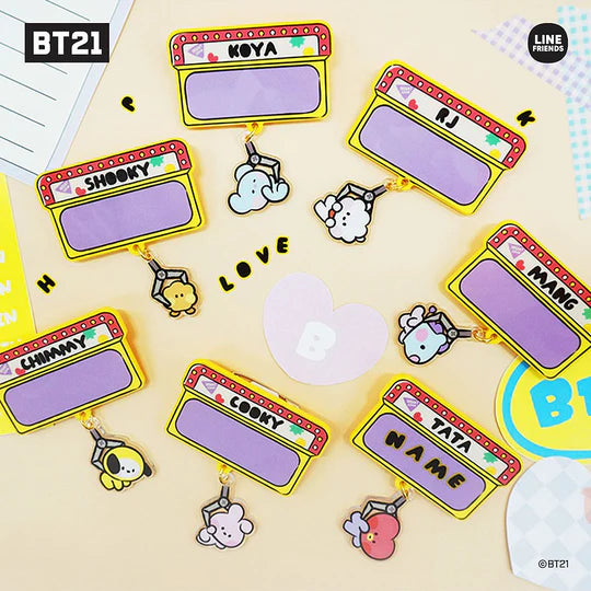 BT21 - MININI - ACRYLIC NAME PIN BADGE WITH STICKER
