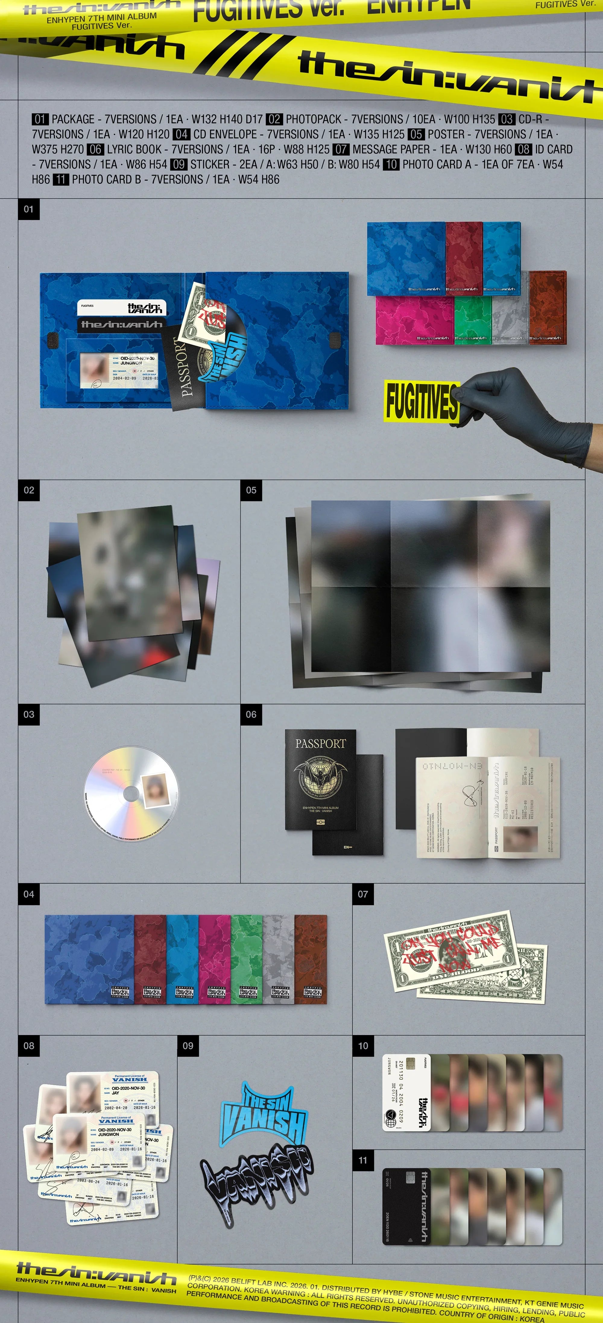 ENHYPEN 7th Mini Album - THE SIN : VANISH (Fugitives ver.) — Oh