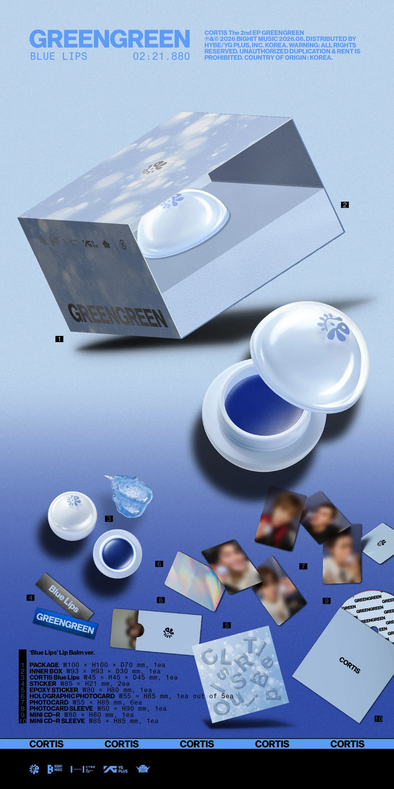 CORTIS - 2ND EP ALBUM - GREENGREEN ('BLUE LIPS' LIP BALM Ver)
