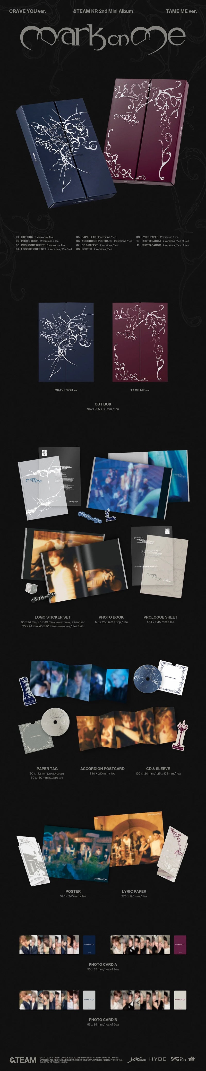 (PREORDER) &TEAM - 2ND KOREAN MINI ALBUM - MARK ON ME