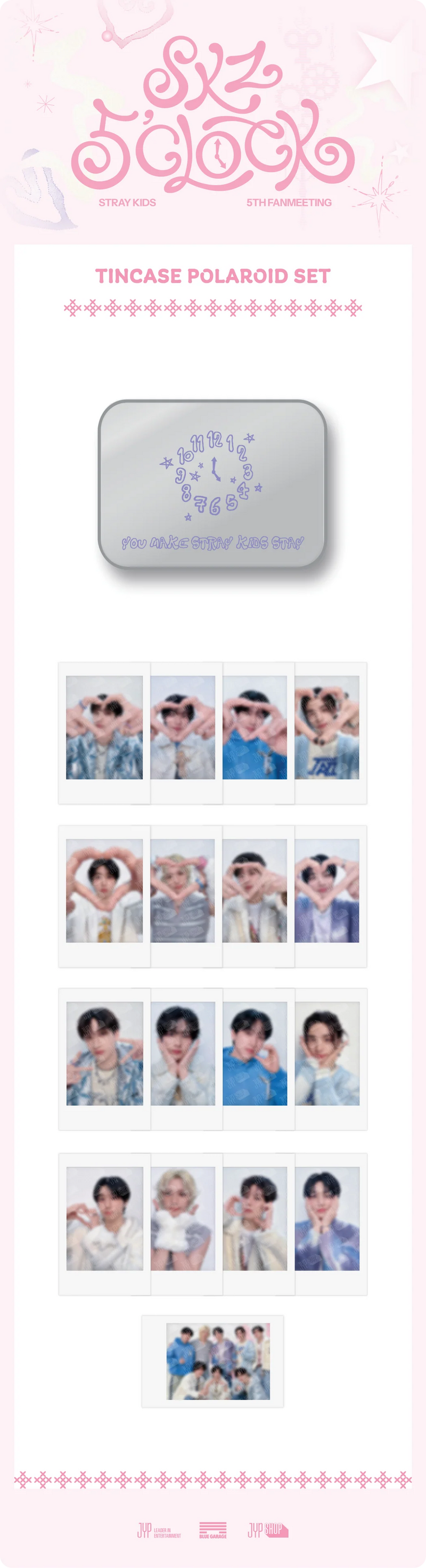 STRAY KIDS - SKZ 5'CLOCK 5TH FAN MEETING OFFICAL MD TINCASE POLAROID SET
