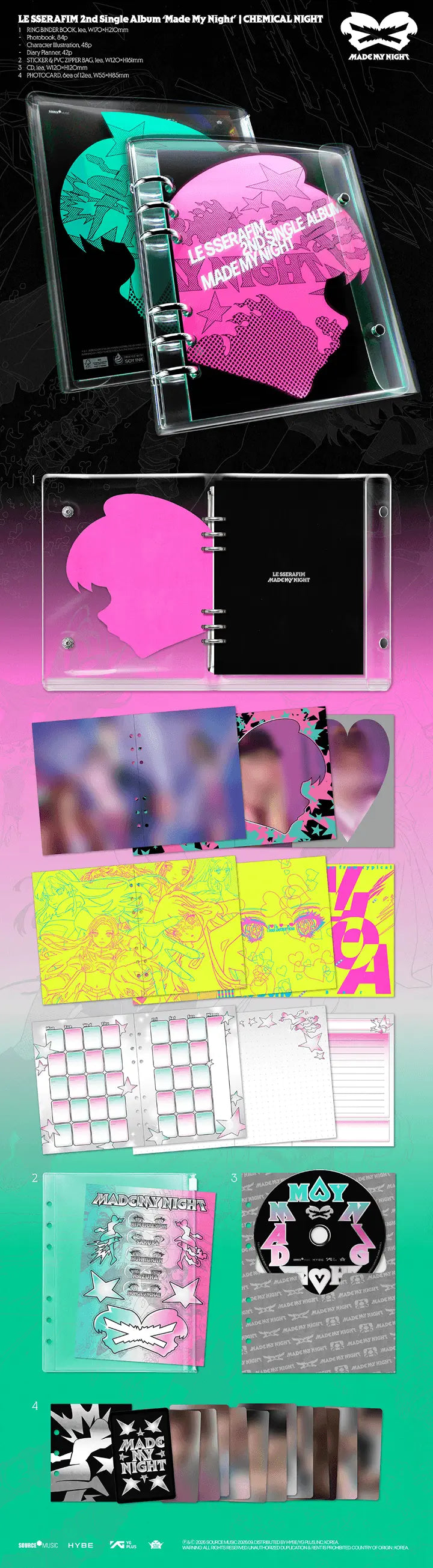 (PREORDER) LE SSERAFIM - 2ND SINGLE ALBUM - MADE MY NIGHT CHEMICAL NIGHT