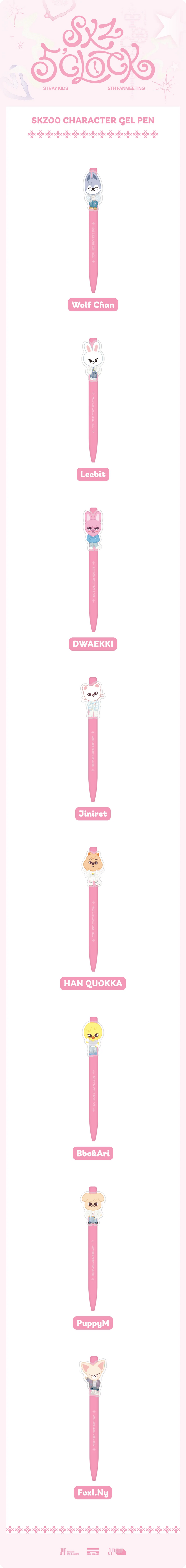 STRAY KIDS - SKZ 5'CLOCK 5TH FAN MEETING OFFICAL MD SKZOO CHARACTER GEL PEN
