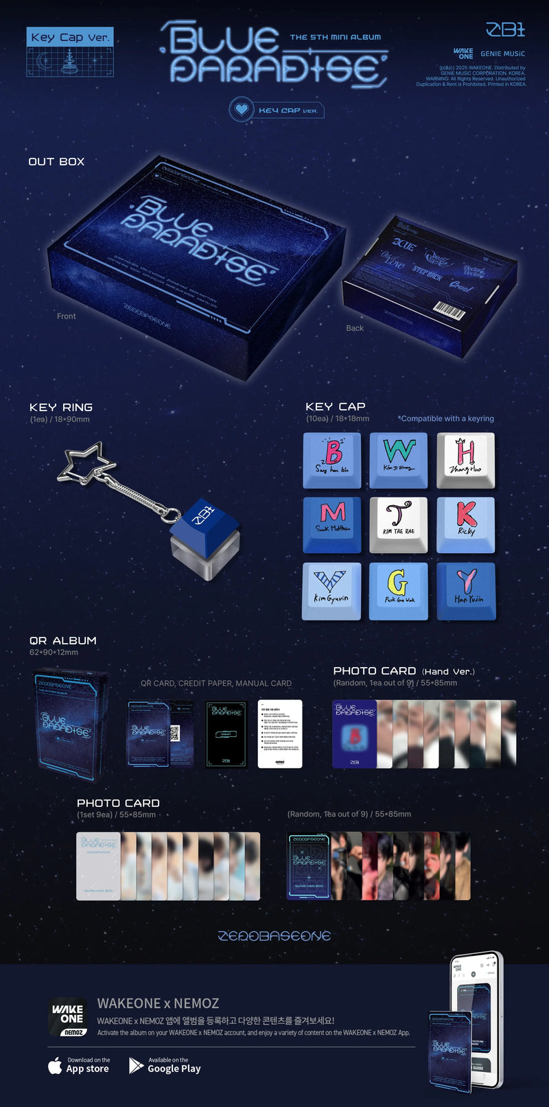 ZEROBASEONE - 5TH MINI ALBUM - BLUE PARADISE (KEY CAP VER)