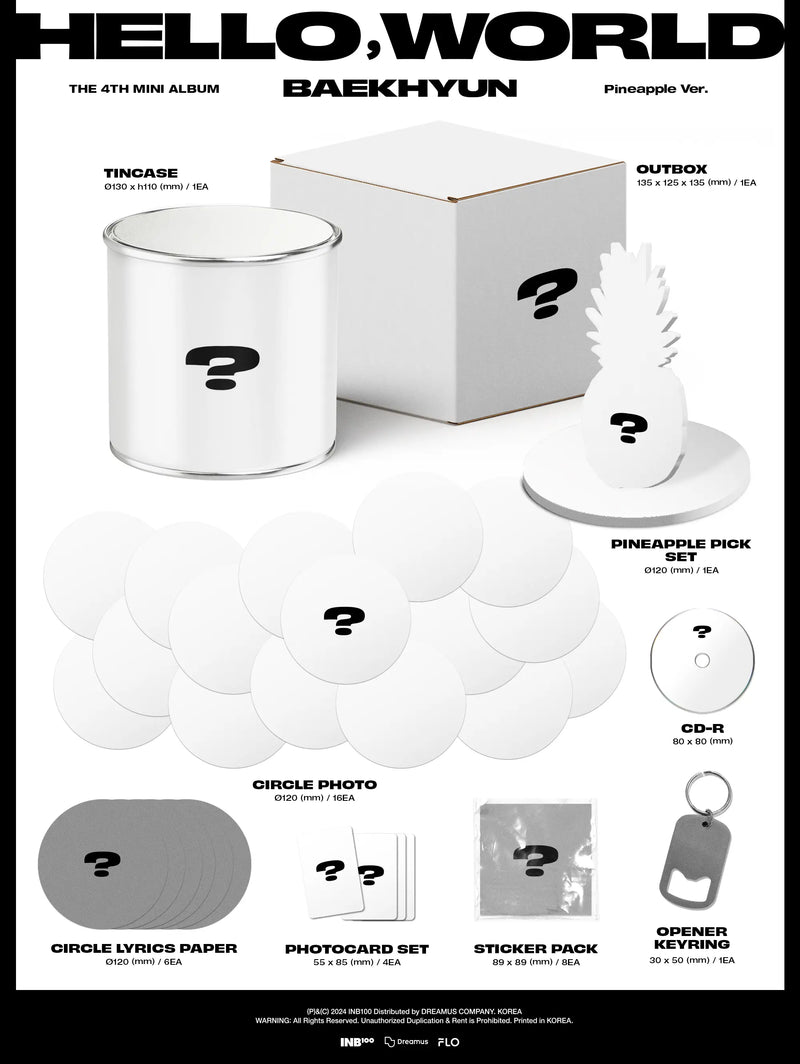 EXO - BAEKHYUN - 4TH MINI ALBUM - HELLO, WORLD (PINEAPPLE VER.)