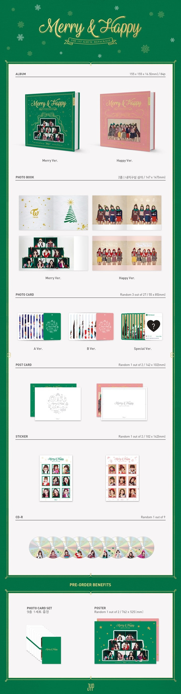 TWICE - 1ST ALBUM REPACKAGE - MERRY&HAPPY