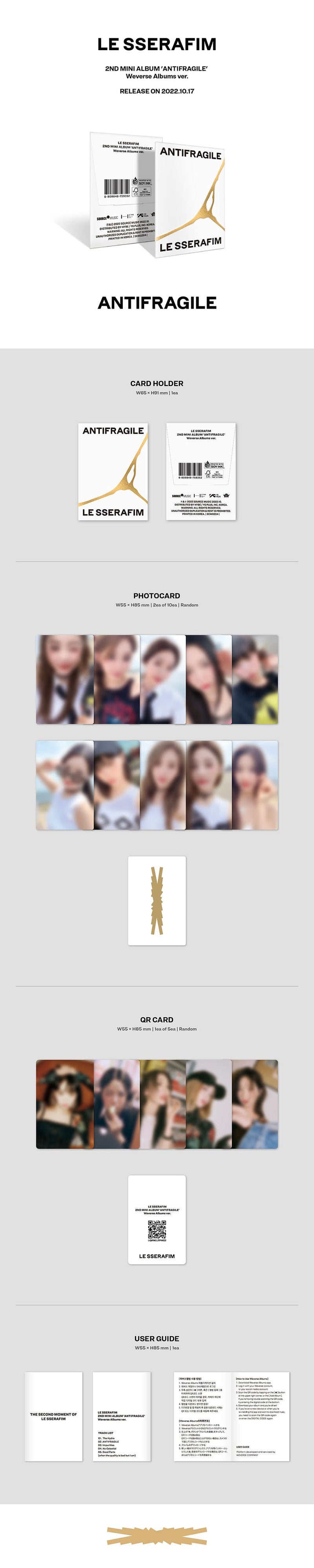 LE SSERAFIM - 2ND MINI ALBUM - ANTIFRAGILE (WEVERSE ALBUM VER.)