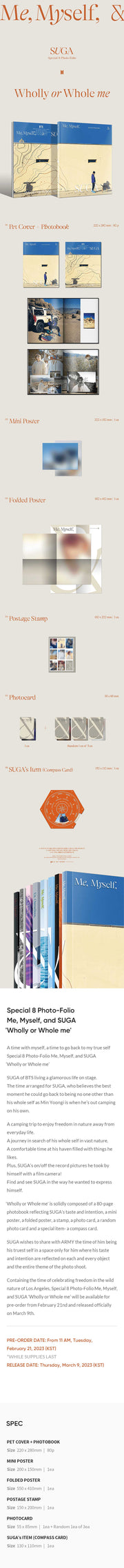 Suga [BTS] - Special 8 Photo-Folio Me, Myself, and SUGA ‘Wholly or Whole me’ - Oh Seoul Happy Photobook