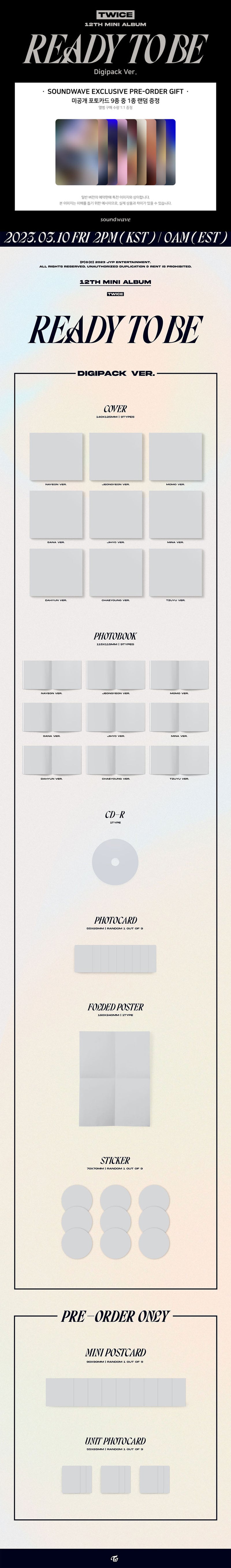 TWICE - 12TH MINI ALBUM - READY TO BE (RANDOM DIGIPACK VER.)