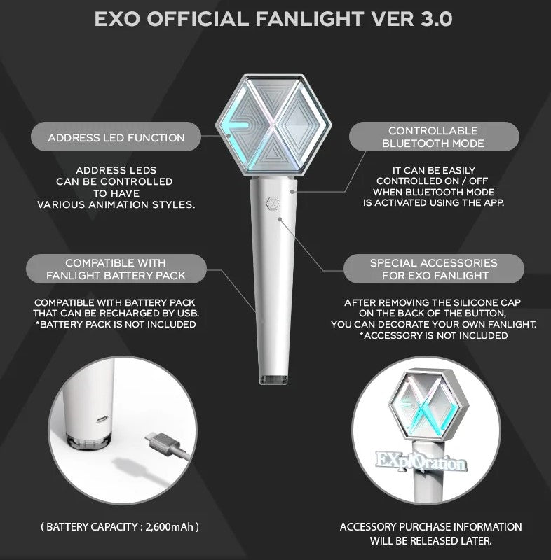 新品　EXO OFFICIAL LIGHT STICK ver.3.0トレカ付き Amazon.com: SM Entertainment EXO Official Lightstick ver 3