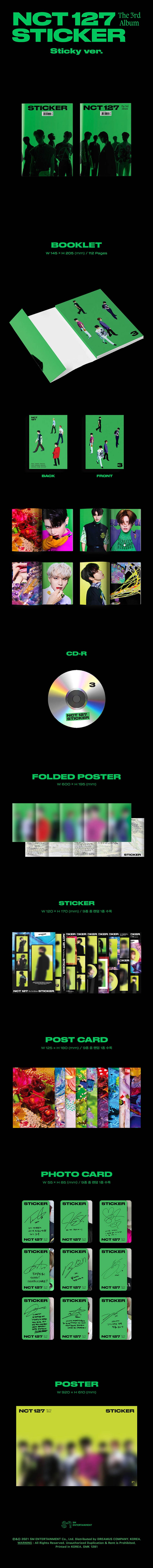 NCT 127 - THE 3RD FULL ALBUM - STICKER (STICKY VER.) (RANDOM COVER)